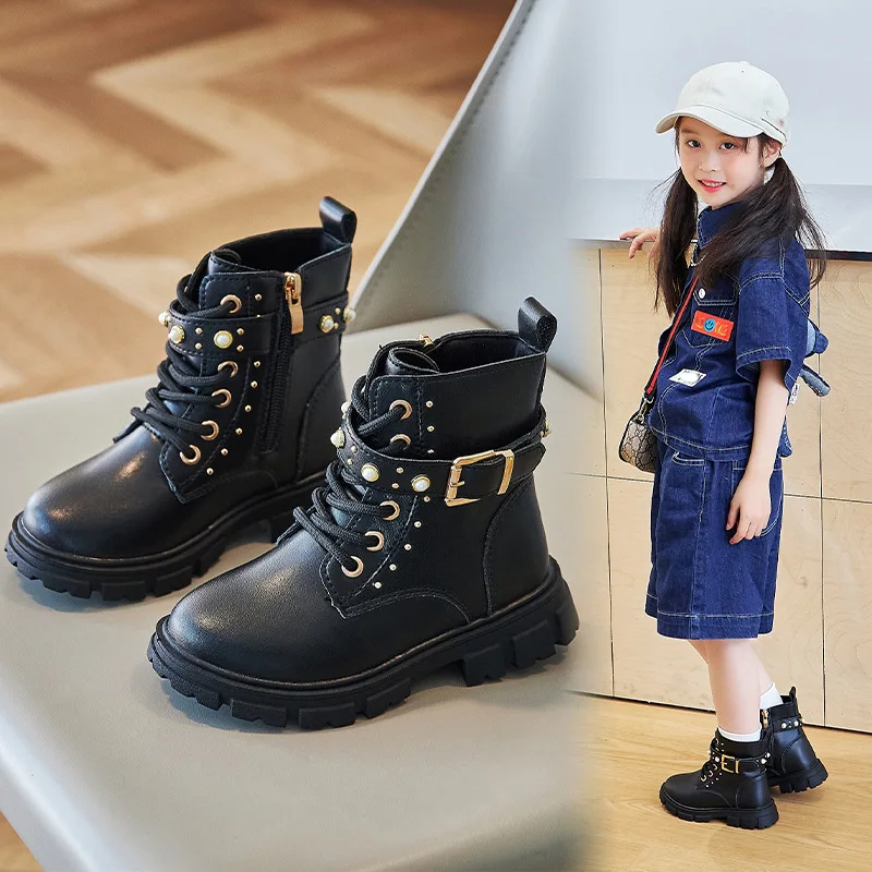 Leather Work For Kids - Sepatu Bot Pendek Anak Perempuan Berlapis
