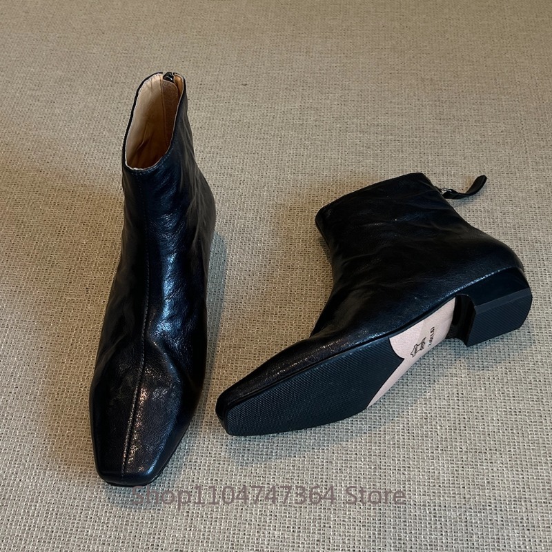 Leatherwork In French - Sepatu Bot Wanita Kulit Domba Retro