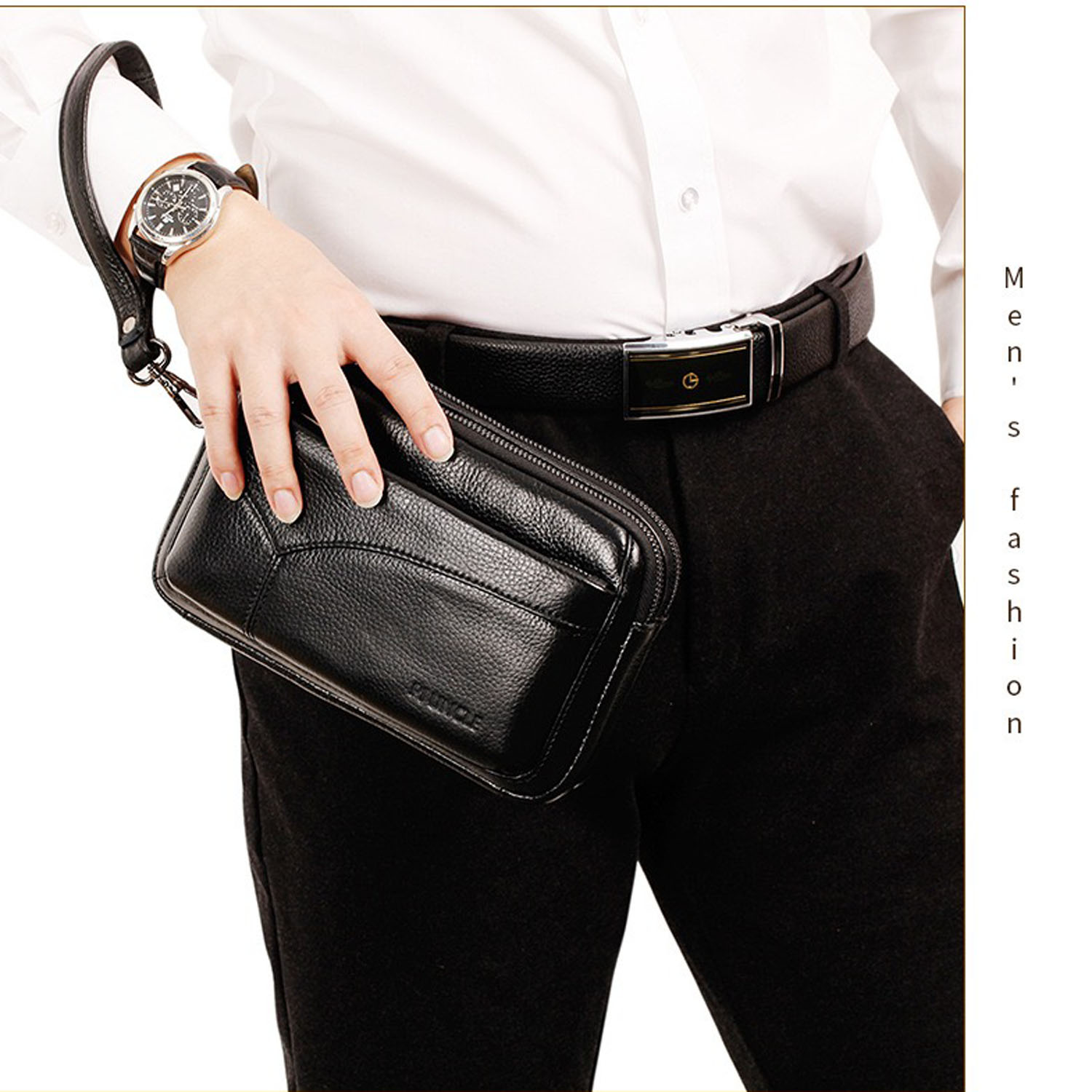Leather Work Bag Mens - Tas Clutch Bisnis Kulit Asli Pria,