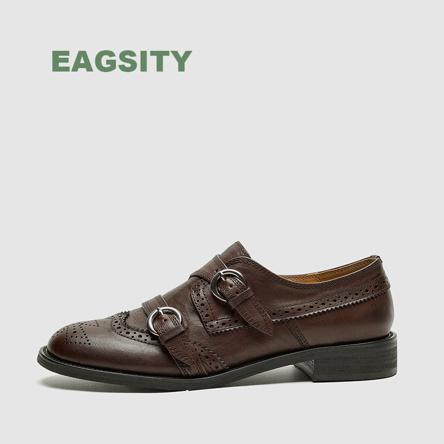 Leather Work Oxfords - EAGSITY Sepatu Wanita Gaya Inggris Kulit