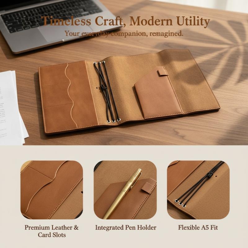 Leather Work Diary - Binder Organizer Kulit Crazy Horse yang