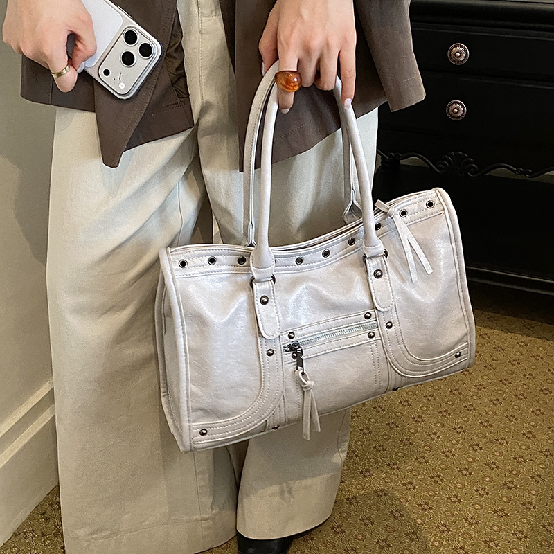 Leather Work Handbags For Women - Tas Tangan Sepeda Motor Retro Wanita,
