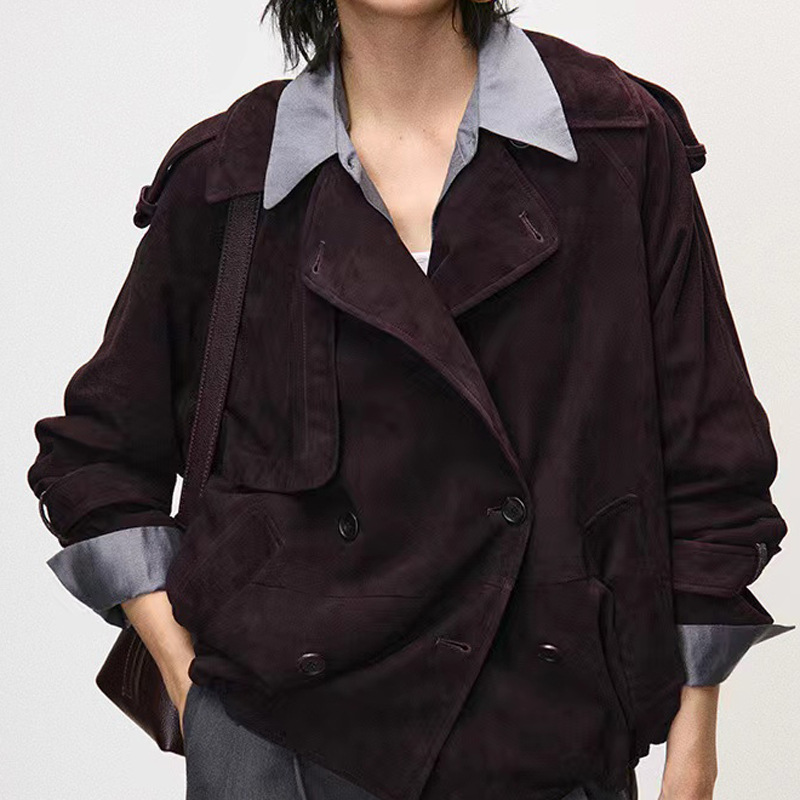Leather Work For Kids - Jaket Suede Asli Musim Gugur Wanita