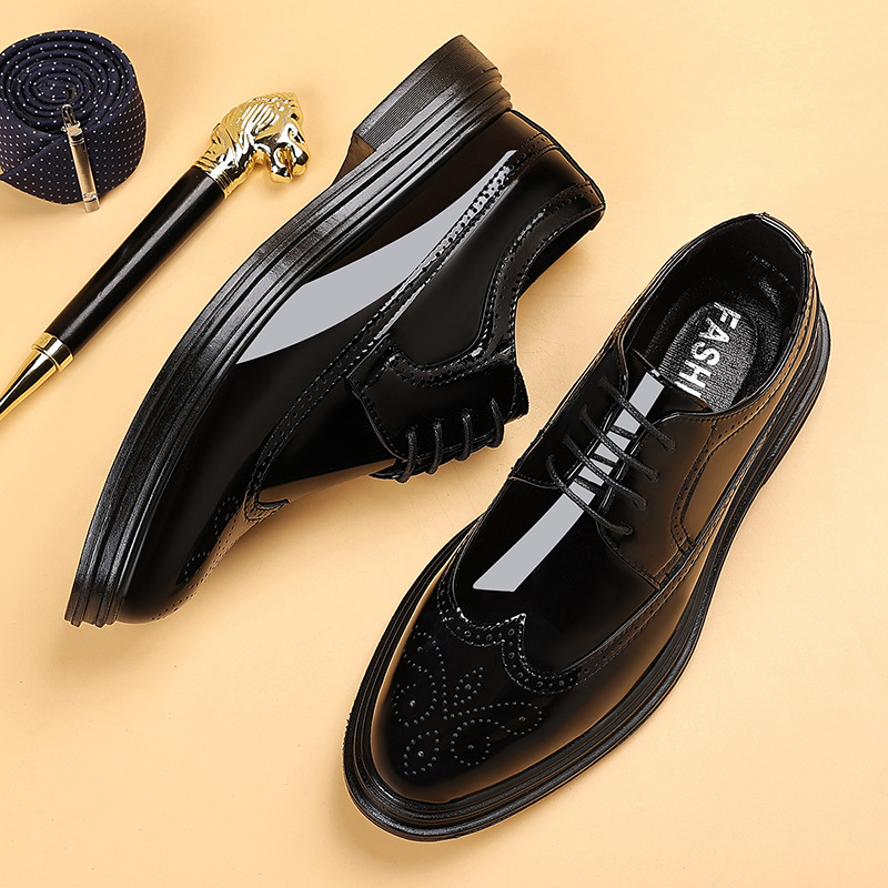 Sepatu Brogue Kulit Paten Pria - Leather Work Oxfords ulasan dan harga