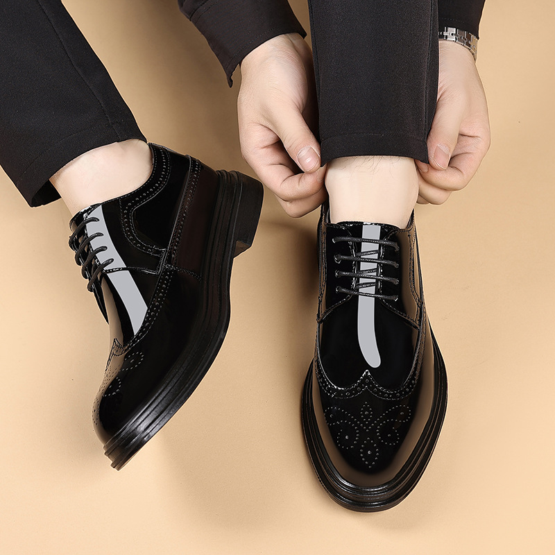Sepatu Brogue Kulit Paten Pria - Leather Work Oxfords ulasan dan harga