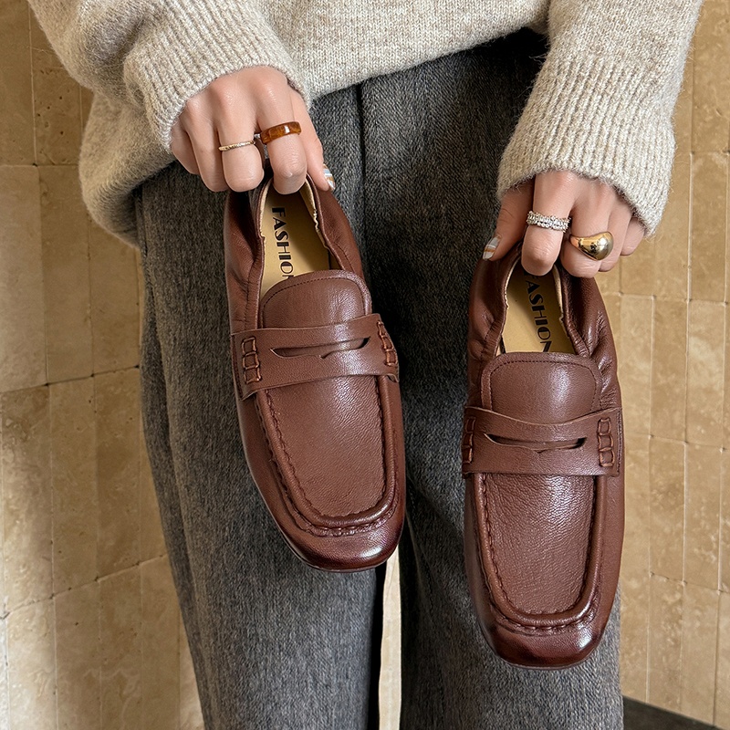 Sepatu Flat Wanita Musim Semi  - Leather Work For Kids ulasan dan harga