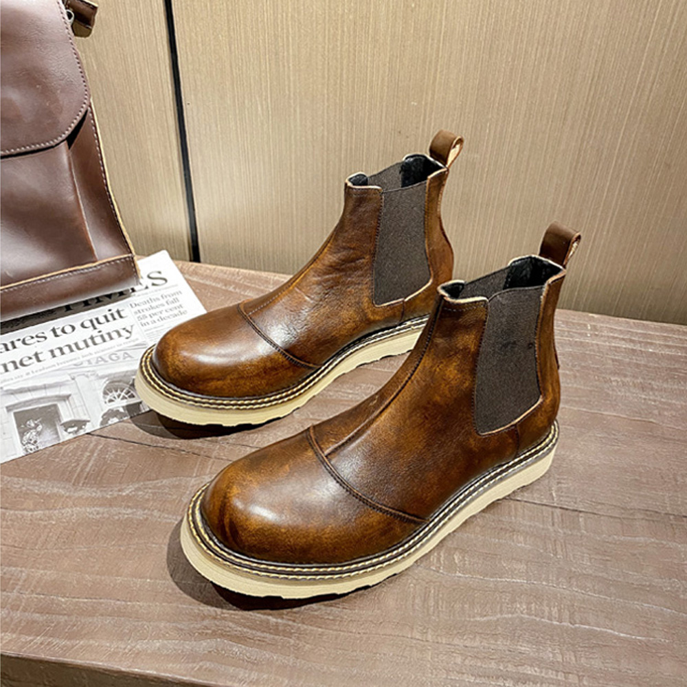 Sepatu Boots Chelsea Kulit Asl - Leather Work Oxfords ulasan dan harga