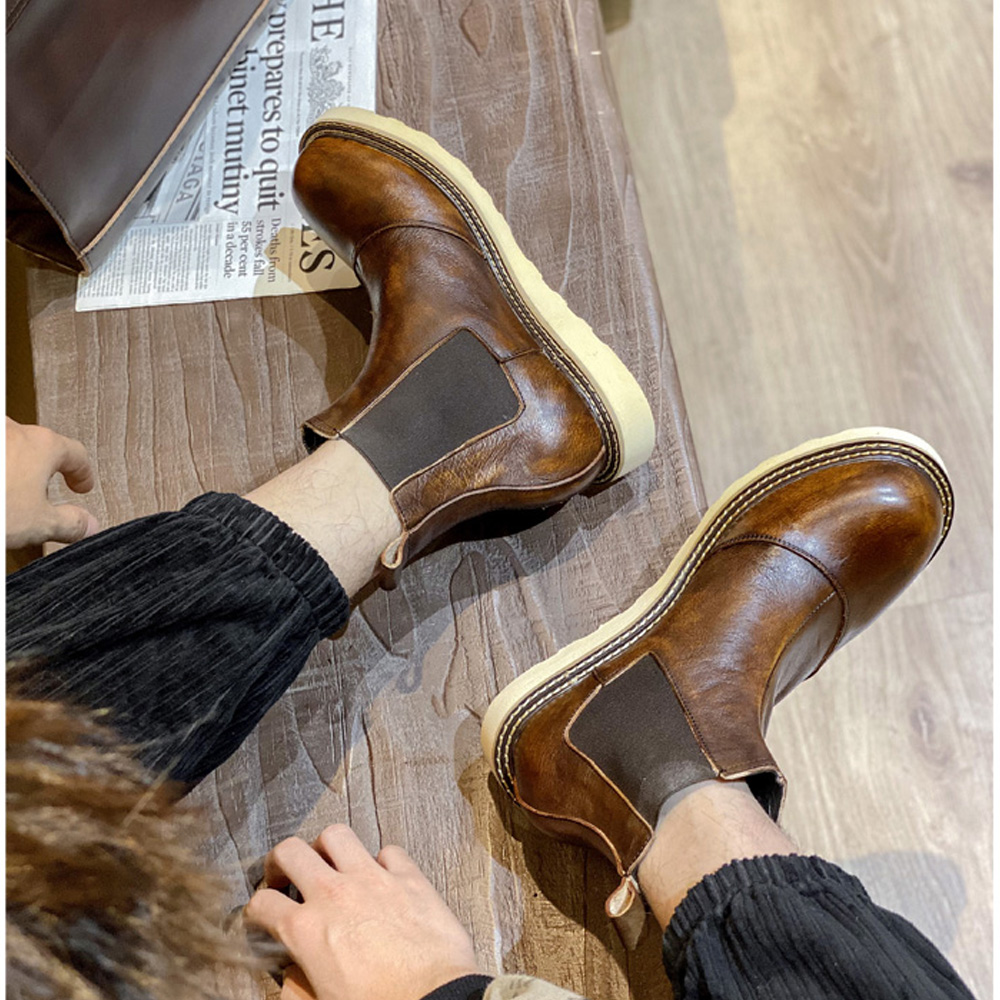 Sepatu Boots Chelsea Kulit Asl - Leather Work Oxfords ulasan dan harga