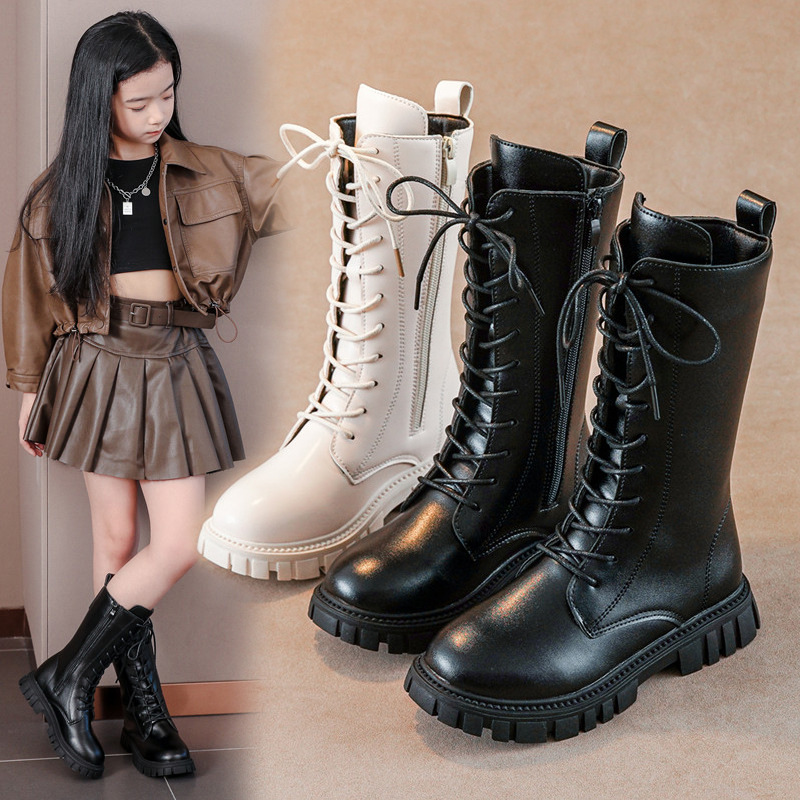 Sepatu Bot Kulit PU Tinggi Gay - Leather Work For Kids ulasan dan harga